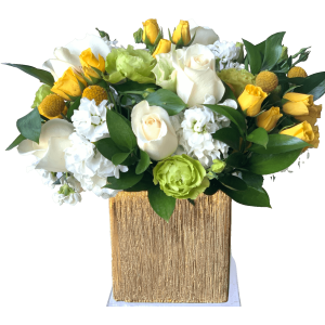 Bright blooms with roses, lisianthus, spray roses