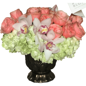bunch of hydrangea roses and cymbidium orchids
