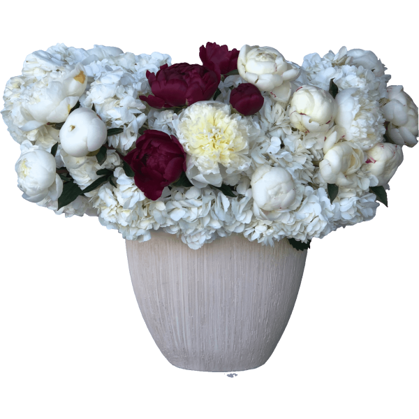 hydrangea and seasonal peonies flower bouquet