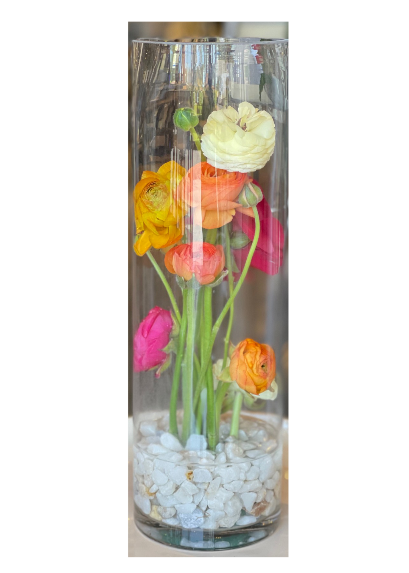 ranunculus flowers in a glass vase
